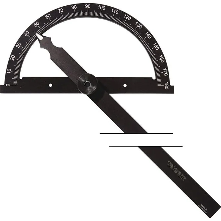 NORDWEST Winkelmesser Gradbogen D.120mm, Schenkel L.150mm, mattverchromte Skala, schwarz eloxiert, präzise Ablesung 1°