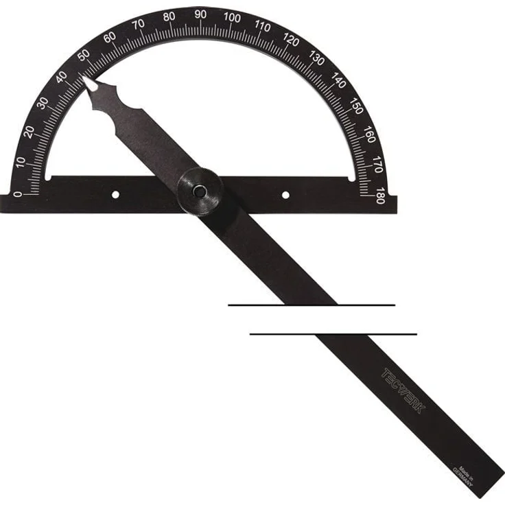 NORDWEST Winkelmesser Gradbogen D.120mm, Schenkel L.150mm, mattverchromte Skala, schwarz eloxiert, präzise Ablesung 1°