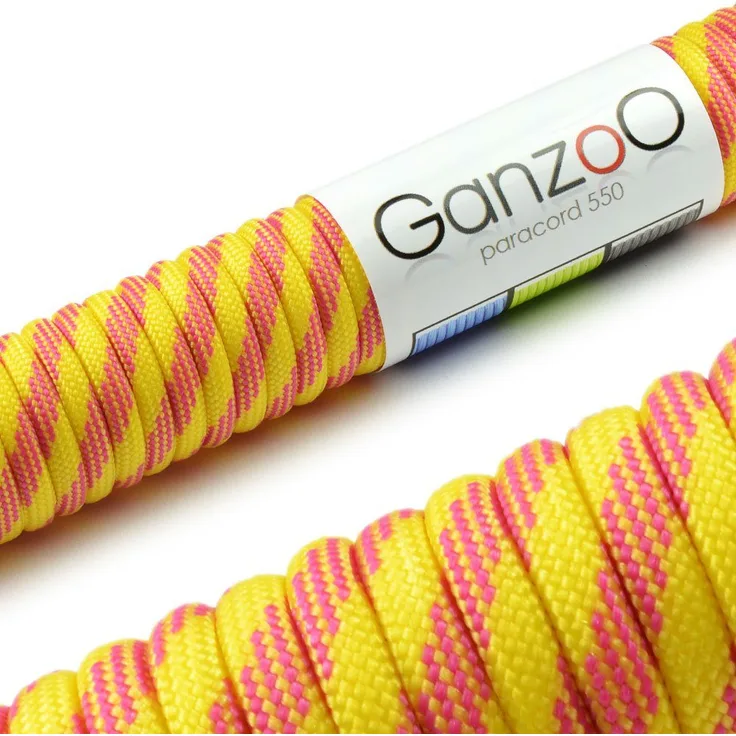 Ganzoo Paracord 550 Seil / Typ III / Mehrfarbig - Reißfestes Kernmantel-Seil für Schlüssel-Anhänger, Armbänder und Outdoor-Aktivitäten