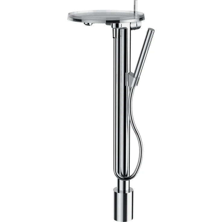Laufen Badarmatur H3213310041211, freistehende Montage mit festem Auslauf und integrierter Stabhandbrause, elegantes Chrom-Finish