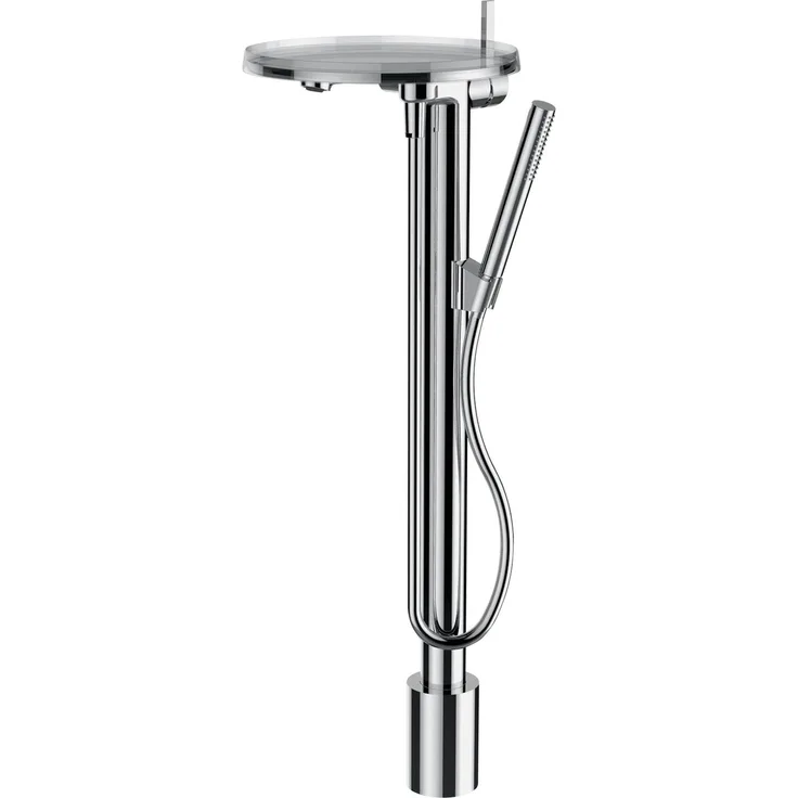 Laufen Badarmatur H3213310041211, freistehende Montage mit festem Auslauf und integrierter Stabhandbrause, elegantes Chrom-Finish