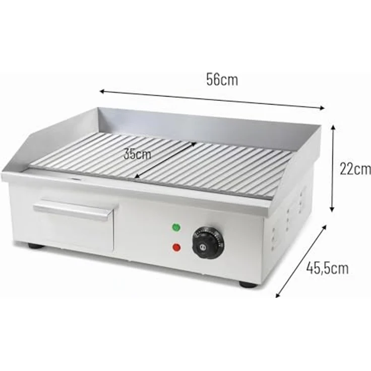 VERTES Grillplatte FA6-G8-03, Elektrogrill 3000 W mit Edelstahl-Oberfläche, 55 x 35 cm, Temperaturbereich 50 bis 300 °C – Bild 2