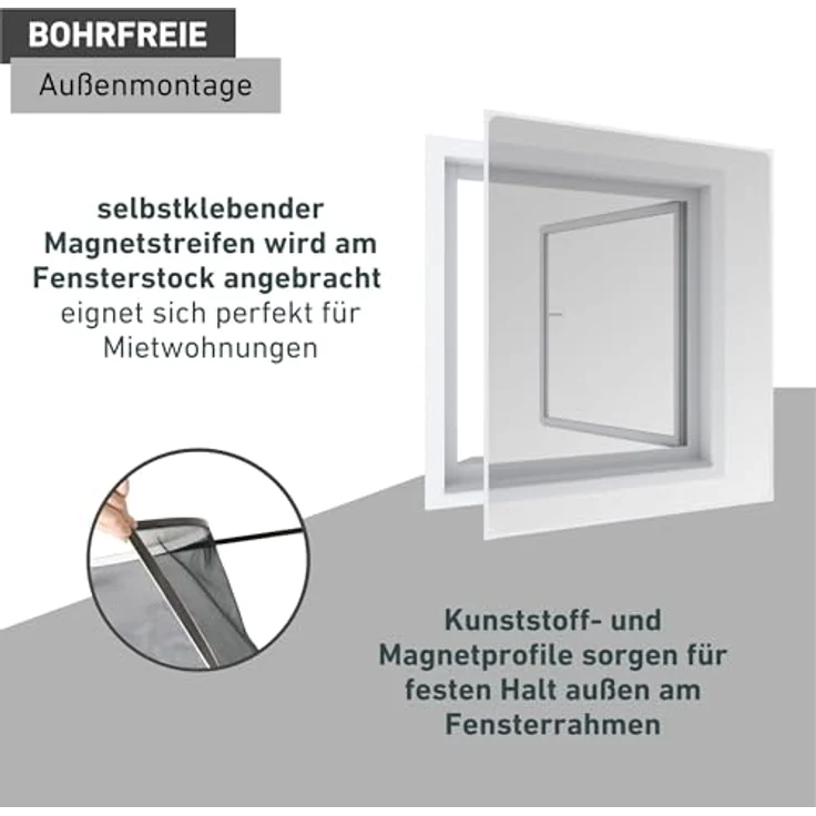 Windhager Insektenschutz-Fensterrahmen, BxH: 100x120 cm, umweltschonend und pestizidfrei, weiß – Bild 6