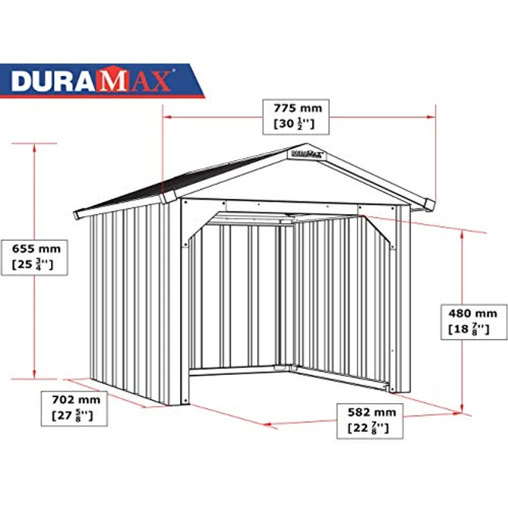 Duramax Garage für Rasenmäherroboter aus Metall, geschlossen, schützt Rasenmäher und Batterieladestationen, hergestellt aus feuerverzinktem Stahl, UV-beständig Carport für Rasenmäherroboter – Bild 3