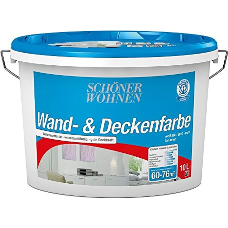 Schöner Wohnen Wand- und Deckenfarbe 10,0 Ltr. weiss – Bild 2