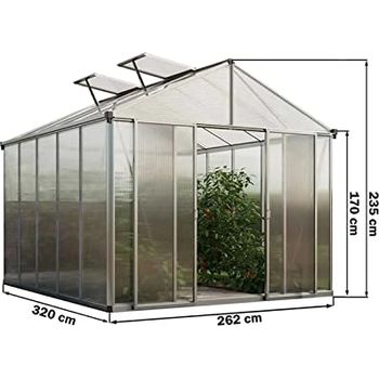 GFP Gewächshaus Rubin 5 aus Alu 262x320 cm, Starke 10 mm