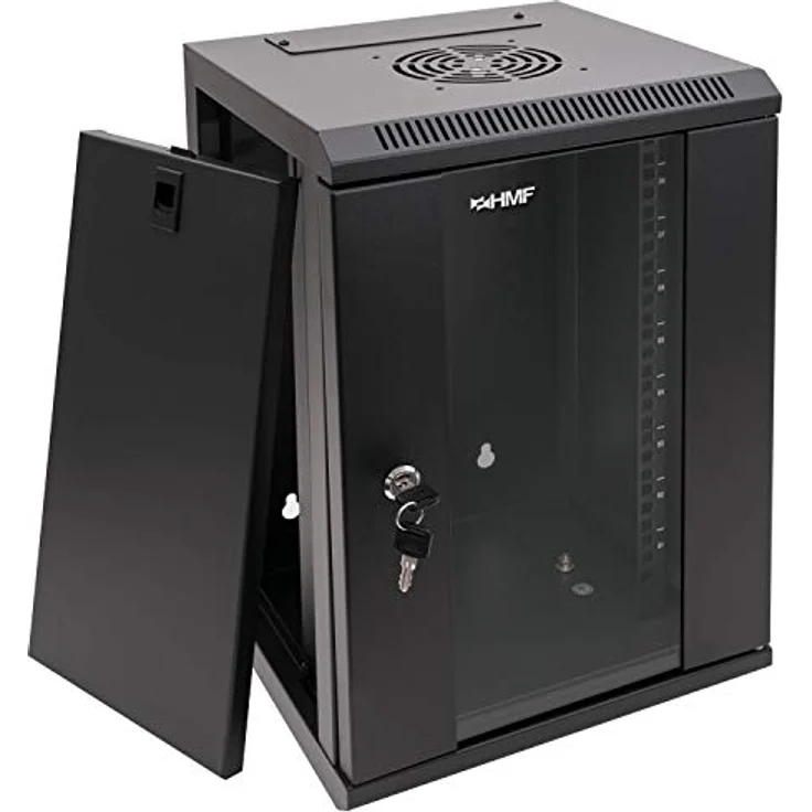 HMF 63309-02 Serverschrank 10 Zoll, 9 HE, Netzwerkschrank, 31,2 x 30 x 48,3 cm, schwarz – Bild 3