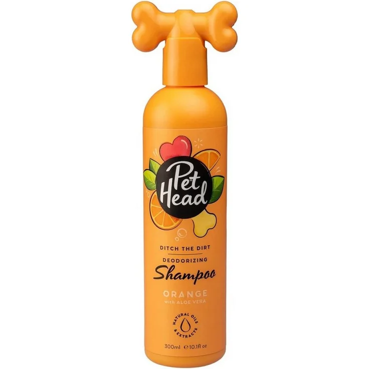 Pet Head Ditch The Dirt, Tiershampoo mit Aloe Vera und Aktivkohle, pH-ausgeglichen, 300 ml, orange