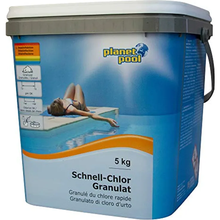 Planet Pool Schnell-Chlor-Granulat, 5 kg für Stoß- und Dauerchlorung, rückstandsfrei und unabhängig von Wasserhärte