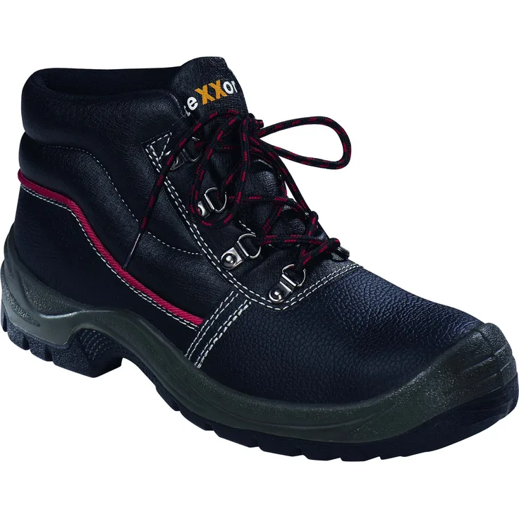 teXXor® S3-Sicherheitsschnürstiefel LE MANS, Schwarz/Rot, wasserdicht, atmungsaktiv, rutschhemmende Sohle, Durchtritthemmung
