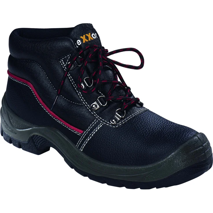 teXXor® S3-Sicherheitsschnürstiefel LE MANS, Schwarz/Rot, wasserdicht, atmungsaktiv, rutschhemmende Sohle, Durchtritthemmung
