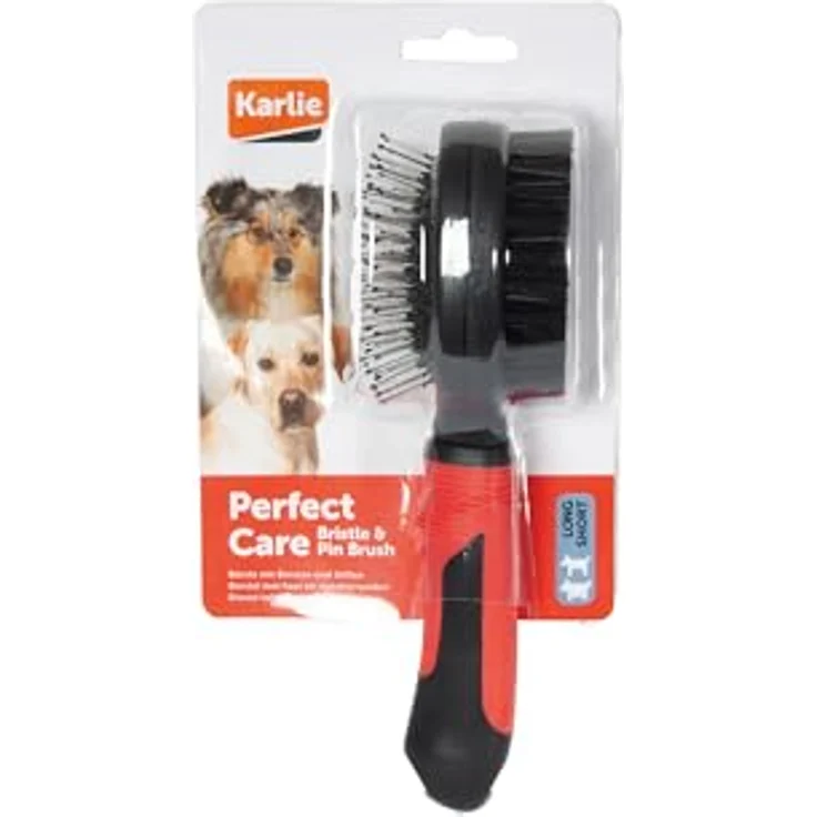 Karlie Cepillo Con Cerdas & Púas para Perros, Tierfellpflegebürste für kurzes bis langes Fell mit ergonomischem Anti-Rutsch Griff – Bild 4
