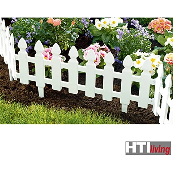 HTI-Living Beetbegrenzung Zierzaun Palisade 4-teilig Nessa, 4 Zaunelemente, Beeteinfassung Beetbegrenzung, witterungsbeständiger Kunststoff – Bild 4