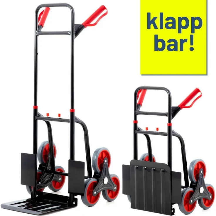 Pallit Treppensackkarre klappbar für 120kg DIABLO, Transportkarre aus Stahl, 3-Räder-System, blau