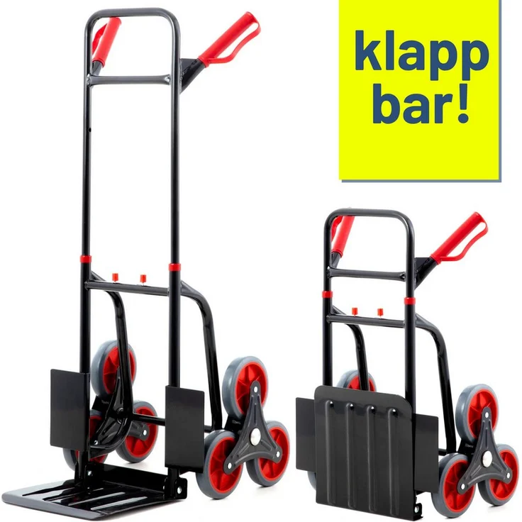 Pallit Treppensackkarre klappbar für 120kg DIABLO, Transportkarre aus Stahl, 3-Räder-System, blau – Bild 1