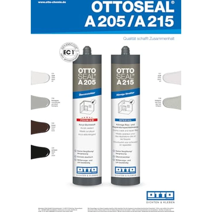 Ottoseal A215 Riss- und Reparaturspachtelmasse weiß C01 310ml – Bild 2
