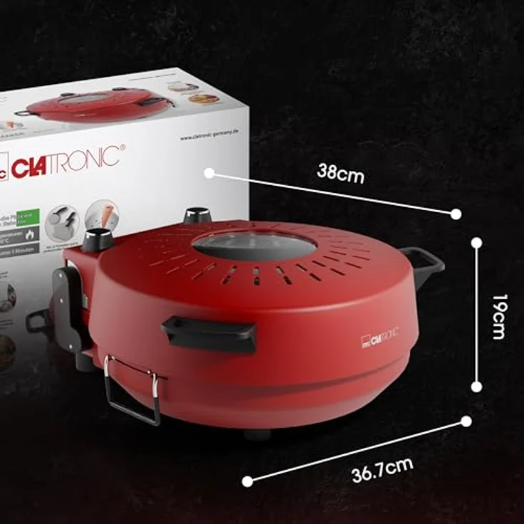 CLATRONIC Pizzaofen PM 3787, Pizzaofen 350°C für Steinofen Pizza, mit echtem Pizzastein – Bild 8