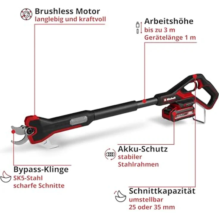 Einhell Professional Akku-Astschere GP-LS 18/35 Li BL-Solo, bürstenlos, SK5-Bypassklingen, Aststärke bis 35 mm, Power X-Change – Bild 3