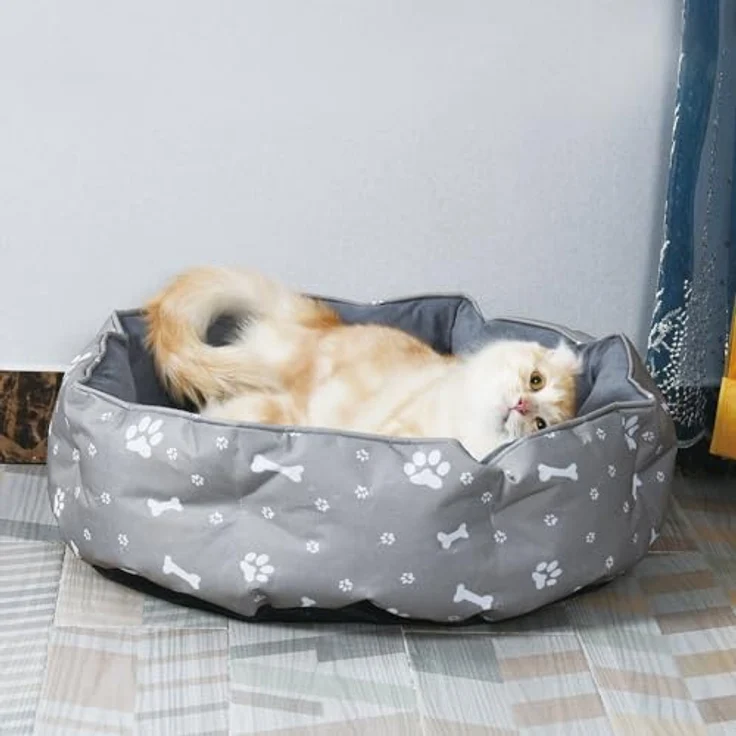 Mucola Katzenbett waschbar Katzenschlafplatz Ø60cm mit zweiseitigem Innenkissen Haustierbett für Katzen oder kleine Hunde Hundekissen Katzenkörbchen mit rutschfestem und wasserabweisendem Boden – Bild 2