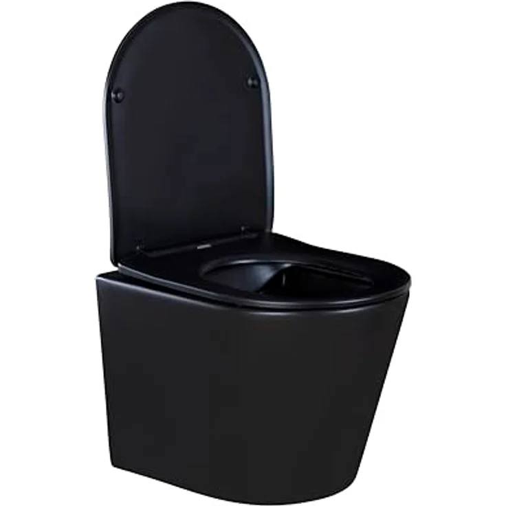 sanicomfort Hänge WC Set Nakia – Spülrandloses Tiefspüler-Wand-WC in Matt Schwarz, Hygienisch, Kompakt mit Soft-Close WC-Sitz – Bild 5