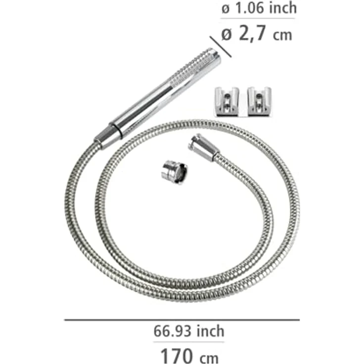 Wenko Duschbrause Waschbeckendusche, praktische Dusche mit 150 cm Edelstahl-Duschschlauch und Antikalk-Noppen, inklusive Easy-Clip-Gleitfunktion und DUO-Haken – Bild 6