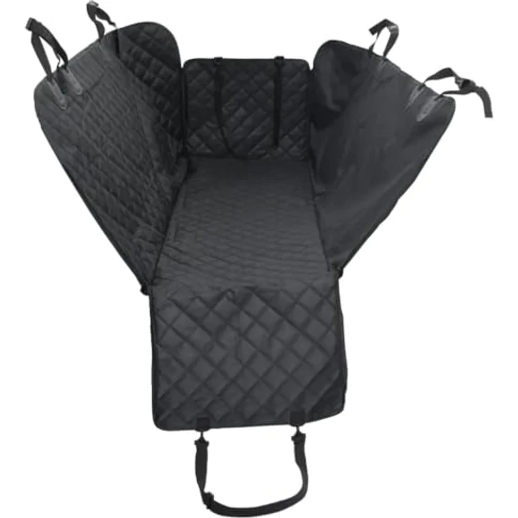 vidaXL Hunde Autositzbezug, Autoschondecke mit Schutznetz Haltebänder für Hunde, Hundedecke für Auto Rückbank, Schutzdecke, Schwarz – Bild 5