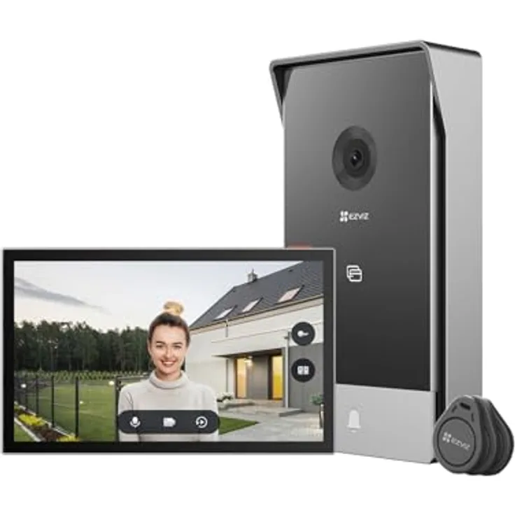 EZVIZ CP7 Video Türsprechanlage mit Türöffner, 2K Türklingel mit Kamera, Personenerkennung, 2-Wege-Audio und Farb-Touchscreen, Dualband, für den Außenbereich