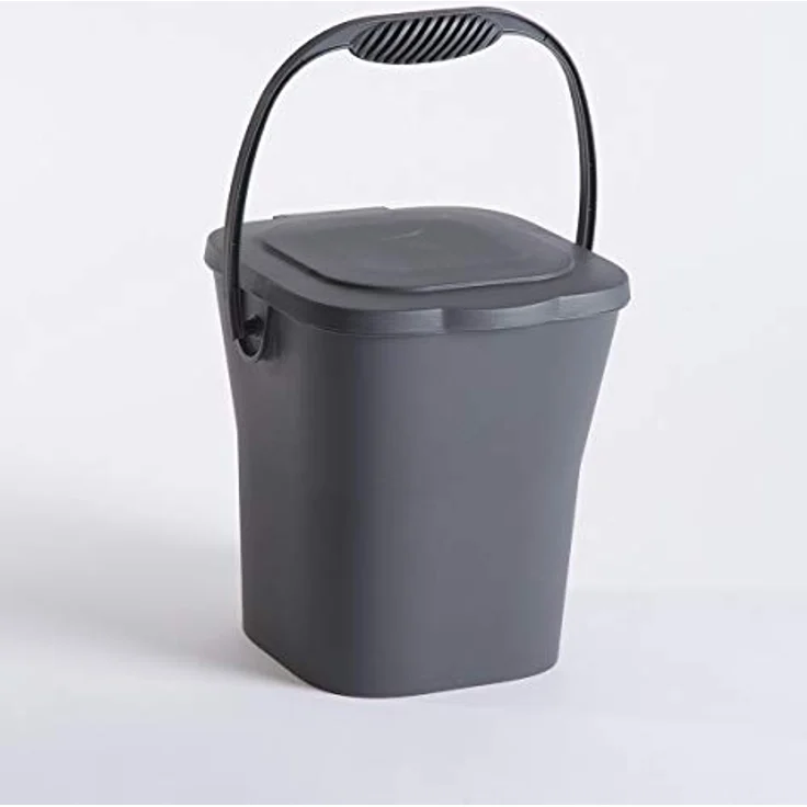 EDA 13119 G Kompakteimer 6 l mit Deckel, Polypropylen, Grau, Maße 24,8 x 23,8 x 24,3 cm – Bild 4
