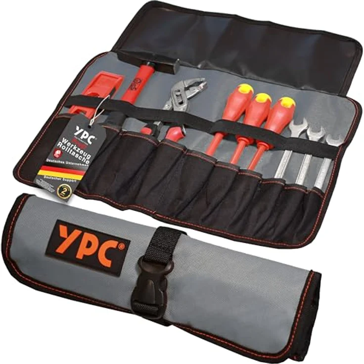 YPC VarioRoll L, Werkzeugrolltasche 45x32cm mit 10 Steckfächern und 4 Halteschlaufen, robustes wasserfestes Oxford 600D Polyester – Bild 1