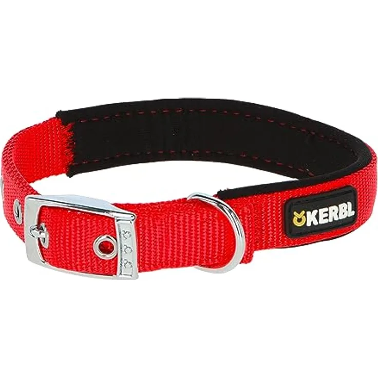 Kerbl Pet Miami Plus Nylonhalsband mit Softeinlage, rot, 33-39cm/20mm