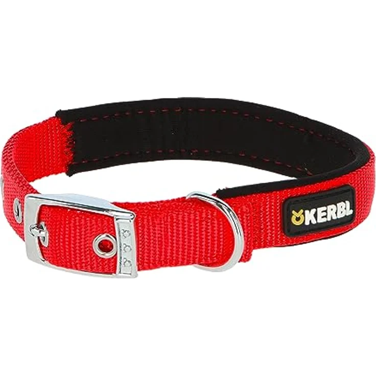 Kerbl Pet Miami Plus Nylonhalsband mit Softeinlage, rot, 53-61cm/38mm