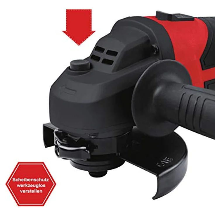 SCHMIDT security tools Akku-Winkelschleifer AG-115 Trennschleifer 4.0Ah Koffer, Schwarz-Rot, 8.000 U/min Drehzahl, 18V Lithium-Ionen – Bild 4