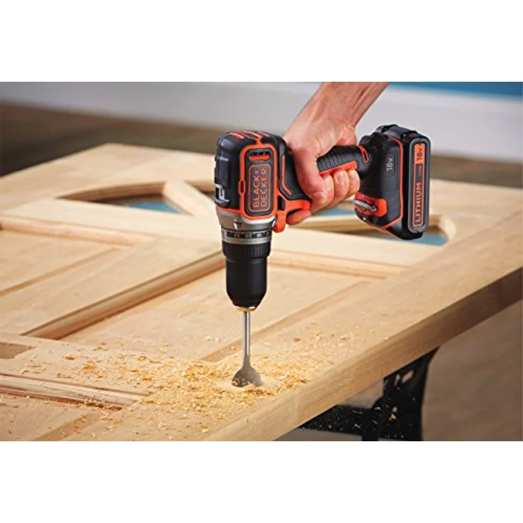 Black+Decker Akku-Bohrschrauber, Bohrmaschine (18 V 1.5Ah, bürstenloses 2-Gang-Getriebe, LED-Arbeitslicht) 1 Stück, BL186KB – Bild 5