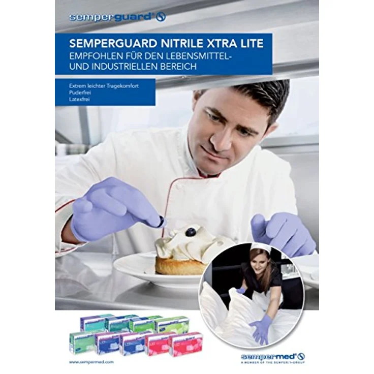 Semperguard 816780239/3000001620 XtraLite Einmalschutz und Untersuchungshandschuh aus Nitrillatex, puderfrei, Größe XL, 9-10, Lavendelblau (180 er-Pack) – Bild 3