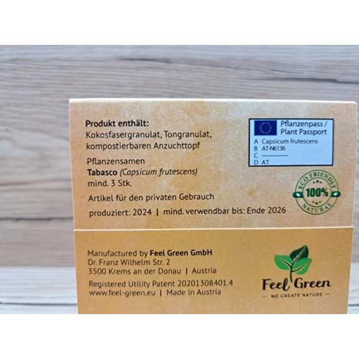 Feel Green Ecocube Chili Tabasco Anzuchtset, Schärfegrad 7 (30.000-80.000 Scoville), nachhaltige Geschenkidee im Holzwürfel, Made in Austria – Bild 2