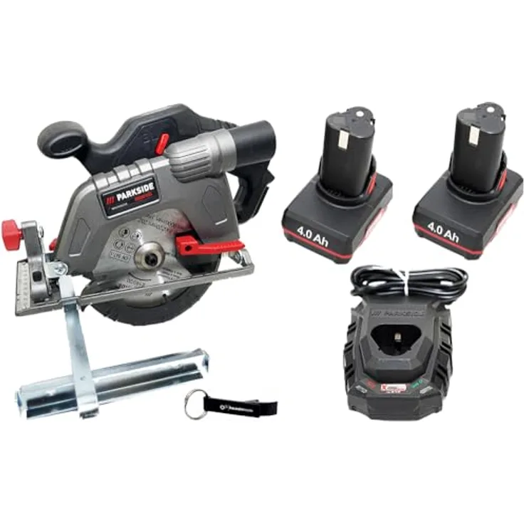 HEADNMORE® Bundle - PARKSIDE PERFORMANCE® 12V Akku Handkreissäge PHKSAP 12 + HEADNMORE® Schlüsselanhänger, 2x4Ah Akku, Brushless Motor, Kompaktes Design, LED-Arbeitsleuchte