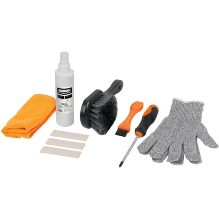 Worx Reinigungsset für Worx Landroid Mähroboter, inklusive Handschuhe, Reinigungsbürste, Schraubendreher und Schleifpad, passend für alle Landroid-Modelle – Bild 1