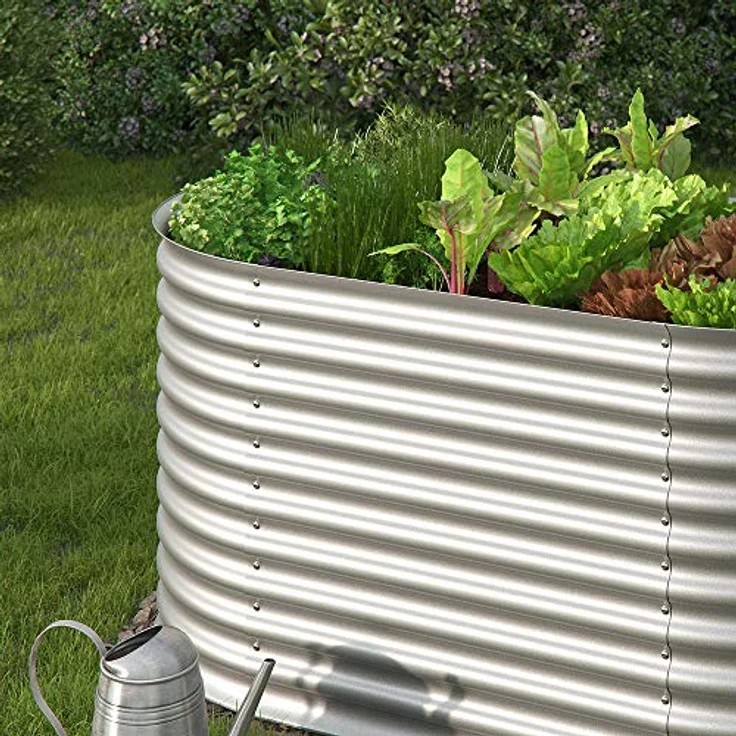 Oskar Hochbeet Kräuterbeet Gemüsebeet oval 160x80x82cm Stahl verzinkt Garten – Bild 7
