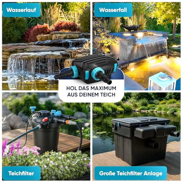 TEICHER Teicher Filterpumpe EP-3000X, energieeffiziente Teichpumpe 10W, 3000 l/h, IPX8, ideal für Gartenteich und Wasserfall – Bild 5