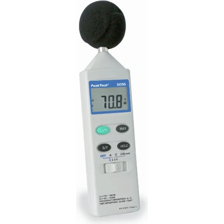 PeakTech Schallpegelmessgerät 35...130 dB 0.1 dB 31.5 Hz...8 kHz PeakTech 5055