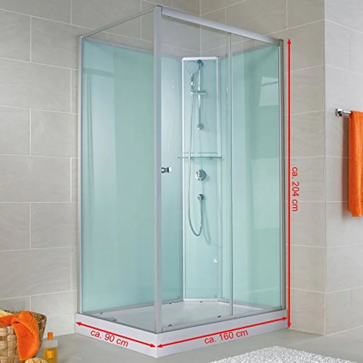 Schulte ExpressPlus Komplettduschkabine Ibiza, 160x90x204cm, Funktionsteil rechts, Rückwände Light-Grün, inklusive Duschstangengarnitur mit Einhebelmischer – Bild 3