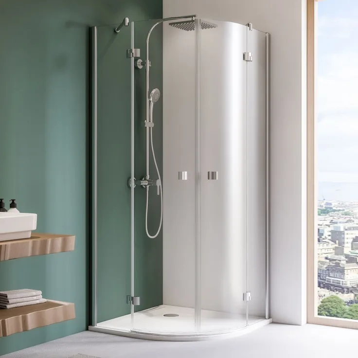 Breuer Espira Runddusche 900 x 900 mm, Alu chromeffekt, bodengleicher Einbau, 6 mm ESG