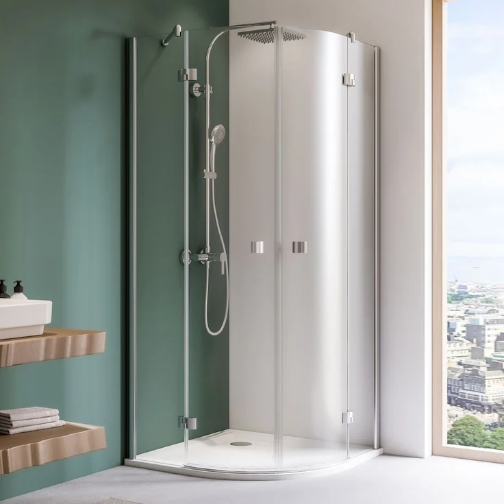 Breuer Espira Runddusche 900 x 900 mm, Alu chromeffekt, bodengleicher Einbau, 6 mm ESG