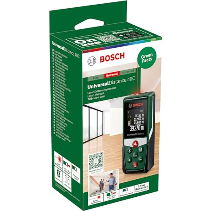 BOSCH Entfernungsmesser UniversalDistance 40C, Digitaler Laser - im Karton, Bluetooth-Konnektivität, präzise bis 40 m, nachhaltig – Bild 3
