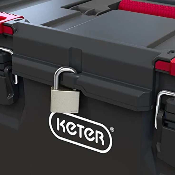 Keter Curver Box on Stack'n'Roll Wheels, Werkzeugkoffer aus robustem Technopolymer mit Rollen, platzsparendes Stapeldesign – Bild 9