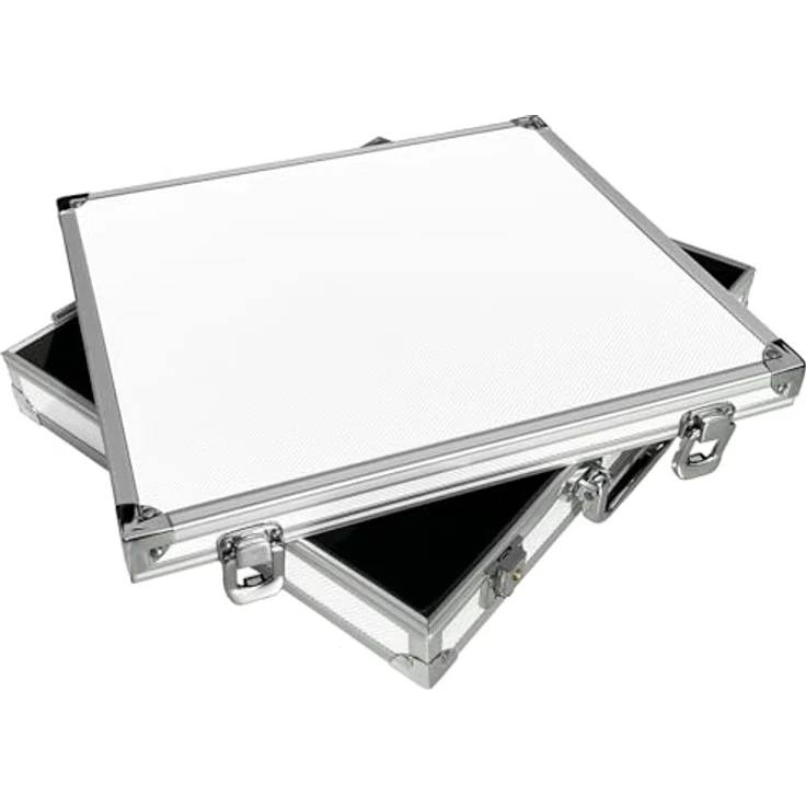 ECI Tools Werkzeugkoffer ECI Alu-Koffer Leer mit Aluminium Leisten Koffer Box Innenmaß 34 x 30,  DIN A4 Ordner schmal, Farbe Weiß – Bild 4