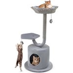 KOMFOTTEU Kratzbaum 106 cm, Katzenhaus Aktivitätszentrum in Grau, mit pentagonaler Plattform und privatem Condo - Preisvergleich