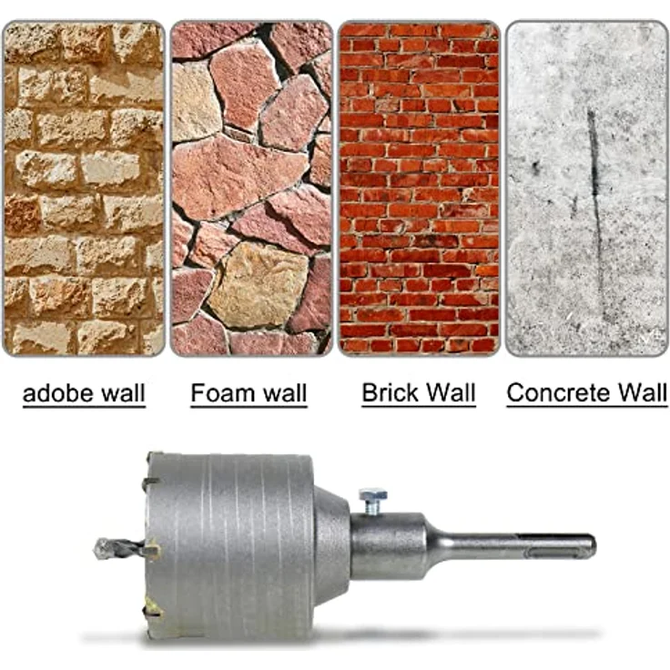 CCLIFE Bohrkrone 50/55/65/68/80/82/100 mm steckdosenbohrer beton mit SDS plus Adapter Bohrkrone Steckdose für Mauerwerk und Beton – Bild 5