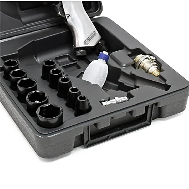 Wiltec Druckluft Schlagschrauber Set 17tlg 320Nm Luftdruck Schrauber ergonomischer Handgriff und vielseitiges Zubehör – Bild 3