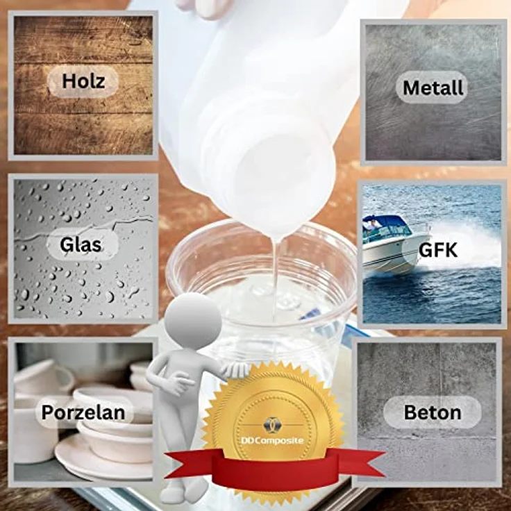 DD Composite Epoxidharz Set 750g, Universal-Harz für Beschichtungen und Klebungen, lösemittelfrei, inkl. Mischbecher und Handschuhe – Bild 4